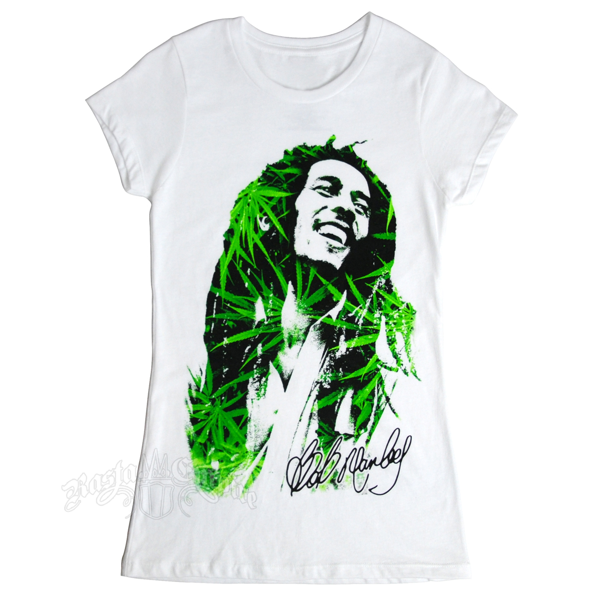 Bob Marley Leaves Dreads White T-Shirt - Women's 