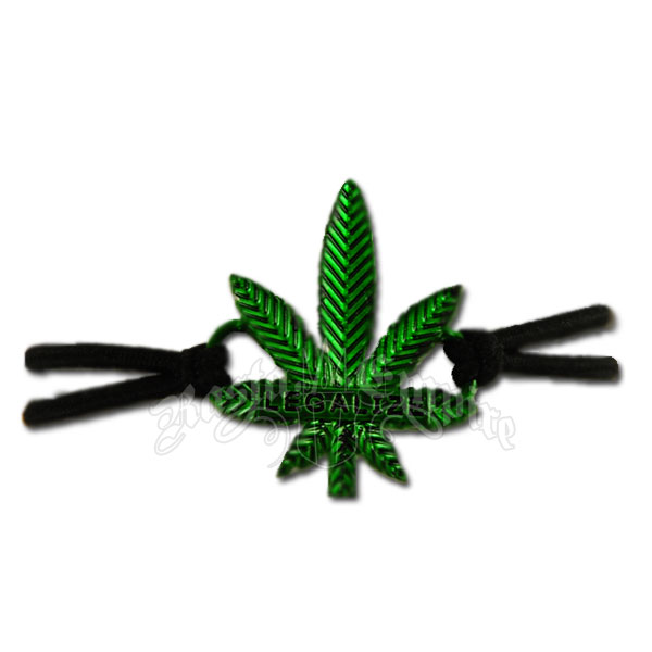 Green Legalize Marijuana Stretch Cord Bracelet