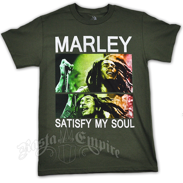 Bob Marley Satisfy My Soul Olive Green T-Shirt - Men's