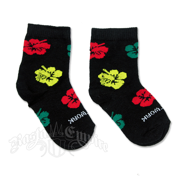 Rasta Hibiscus Infant Black Socks