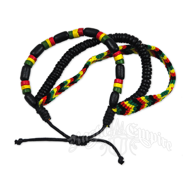 Rasta Bead and Weave Bracelet - 3 in 1 Set
