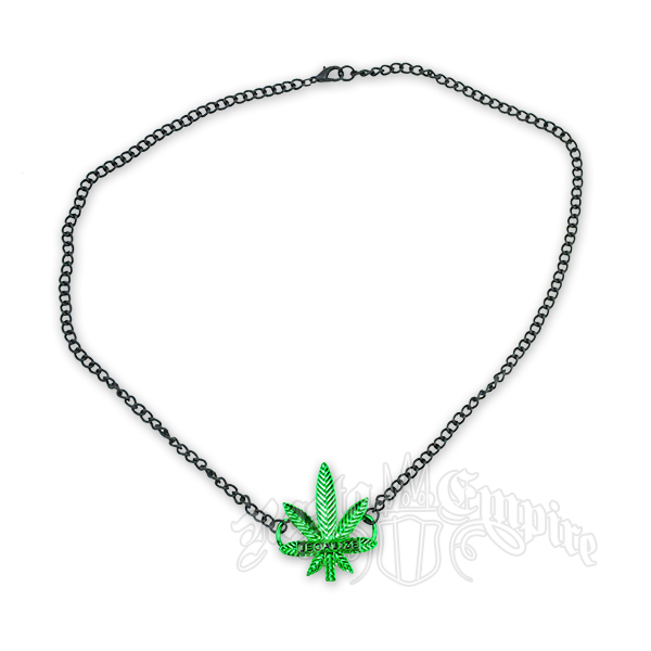 Black and Green "Legalize" Marijuana Leaf Charm Necklace