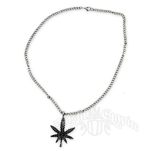 Marijuana Black Leaf Charm Necklace -