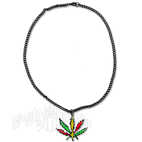Rasta Marijuana Leaf Charm Necklace