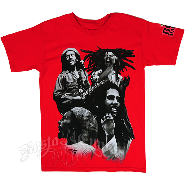 Bob Marley Red Quad Photo Red T-Shirt - Men's