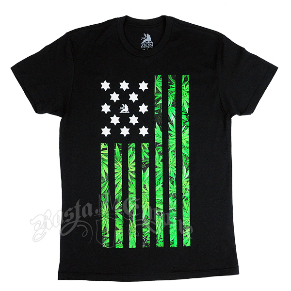 American flag in weed leaves t-shirt wholesale