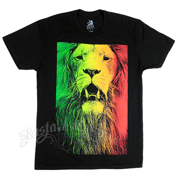 Rasta Lion Face Black T-Shirt - Men's