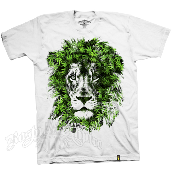 RastaEmpire Lion Marijuana Leaves White T-Shirt – Men’s