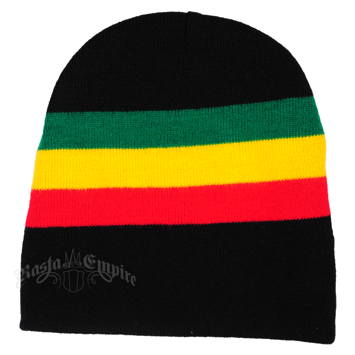 Rasta Stripes with Black 8" Beanie Cap