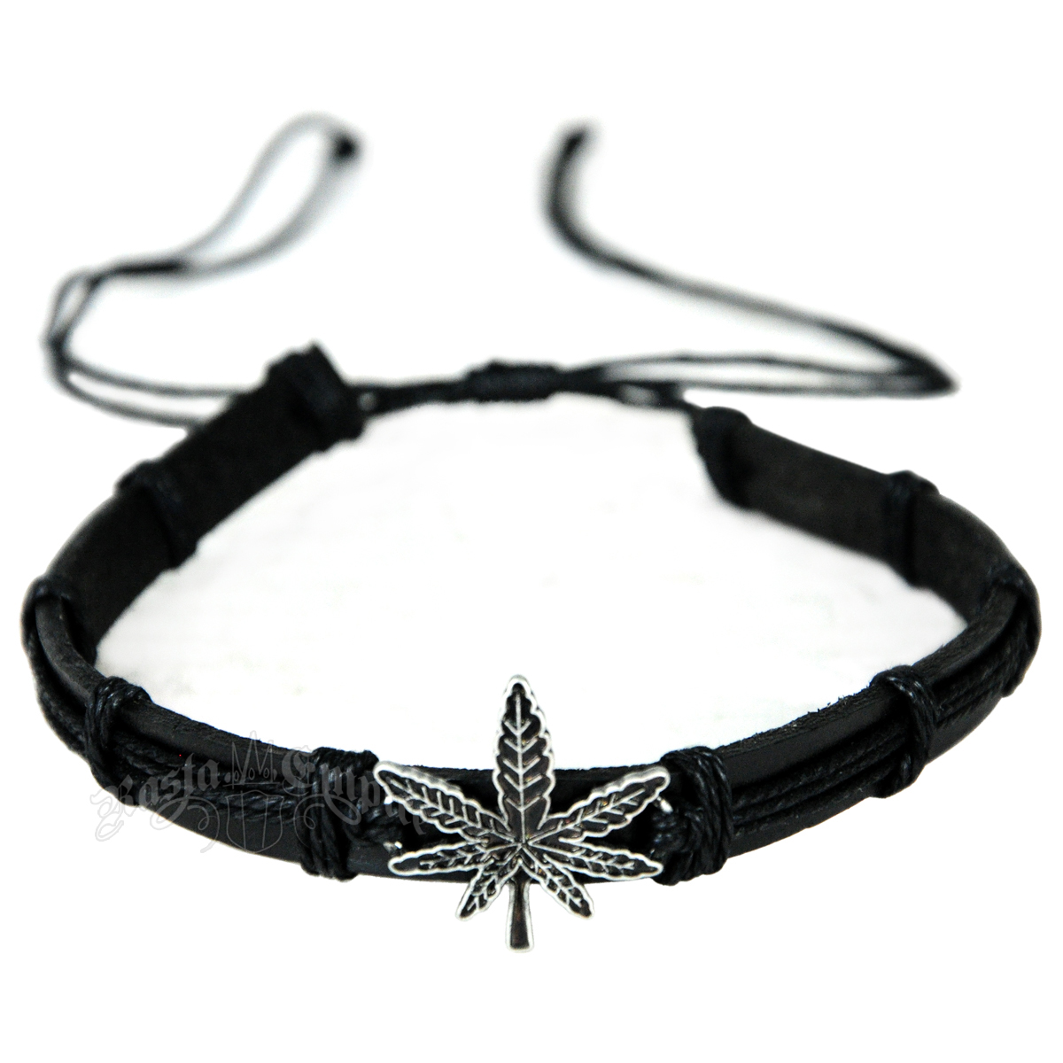 Black Leaf Leather Choker