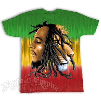 Bob Marley & Lion Profile Tie Dye   T-Shirt - Men's