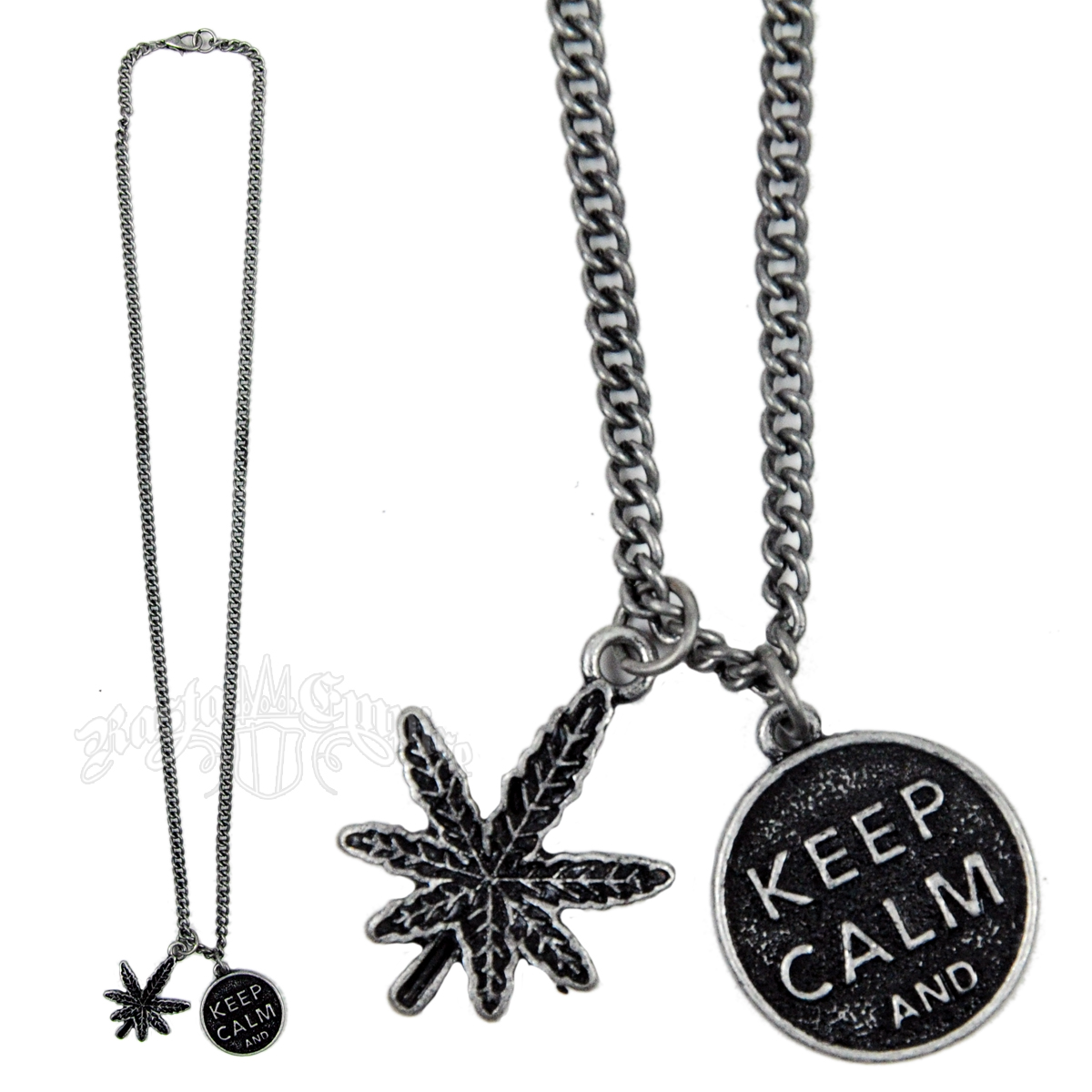 Keep Calm and Pot Leaf Necklace