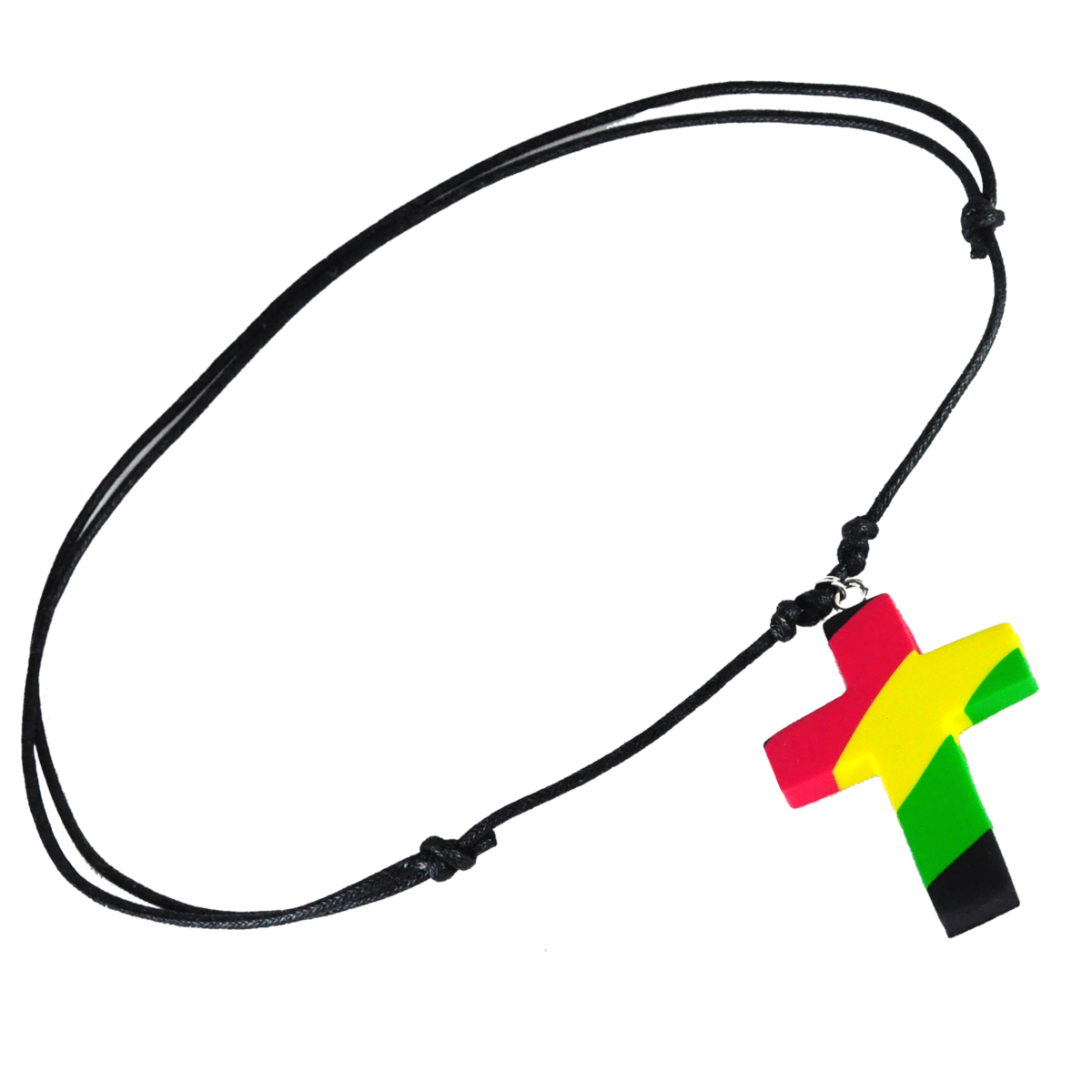 Rasta Cross Leather Necklace