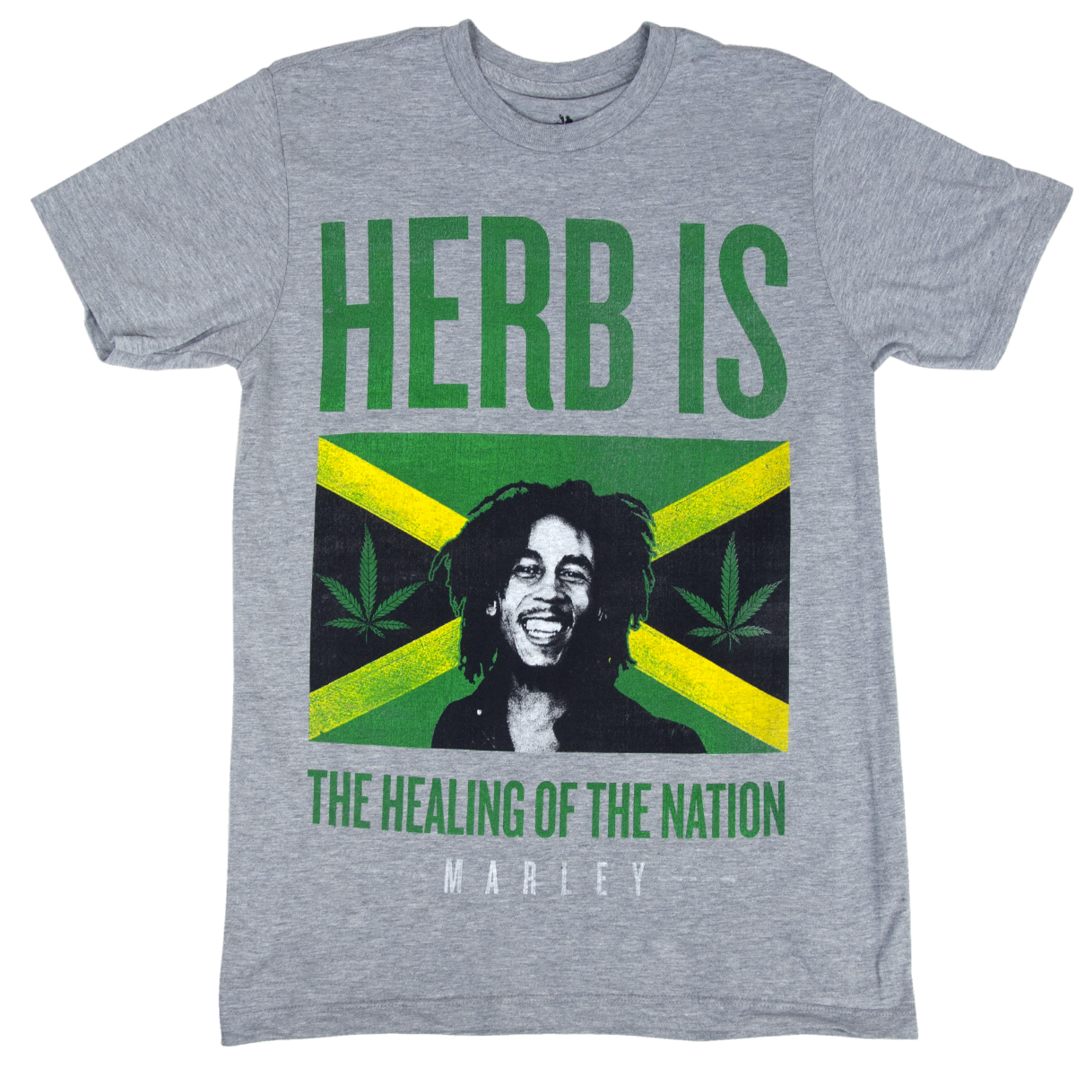 Bob Marley Herb Is Jamaica Heather Grey T-Shirt - Men's