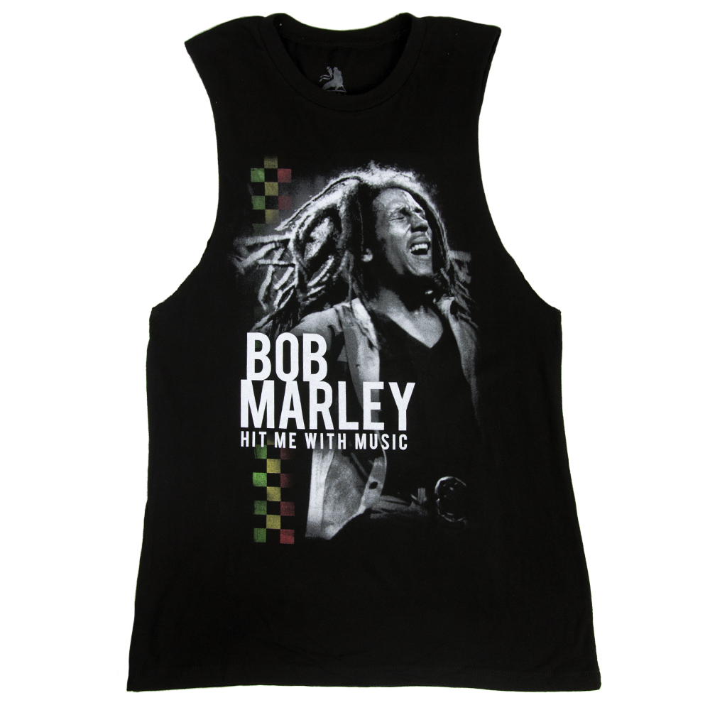 Bob Marley Hit Me With Music Black Muscle Tank - Women's