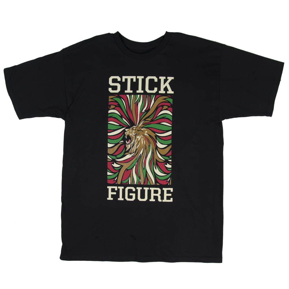 Stick Figure Framed Lion Black T-Shirt - Men's