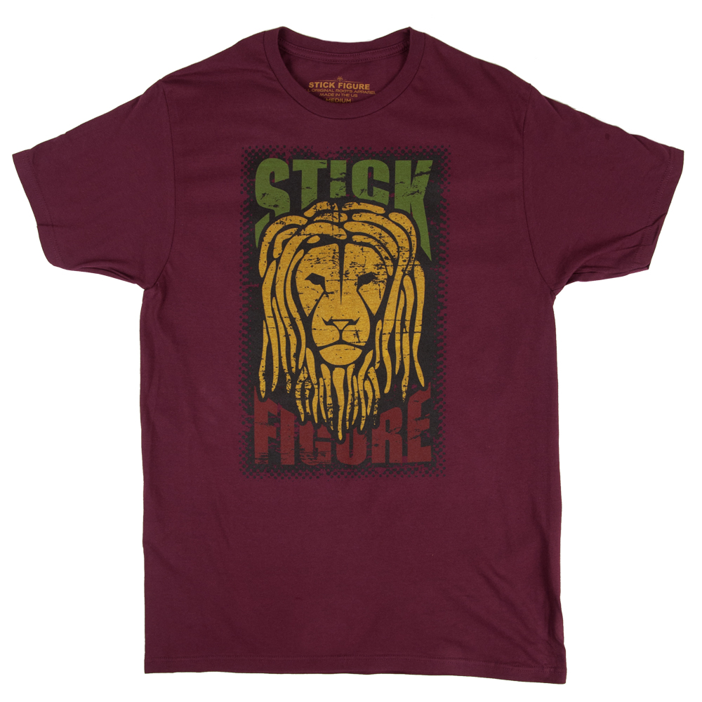 Stick Figure Rasta Lion Red T-Shirt - Men's