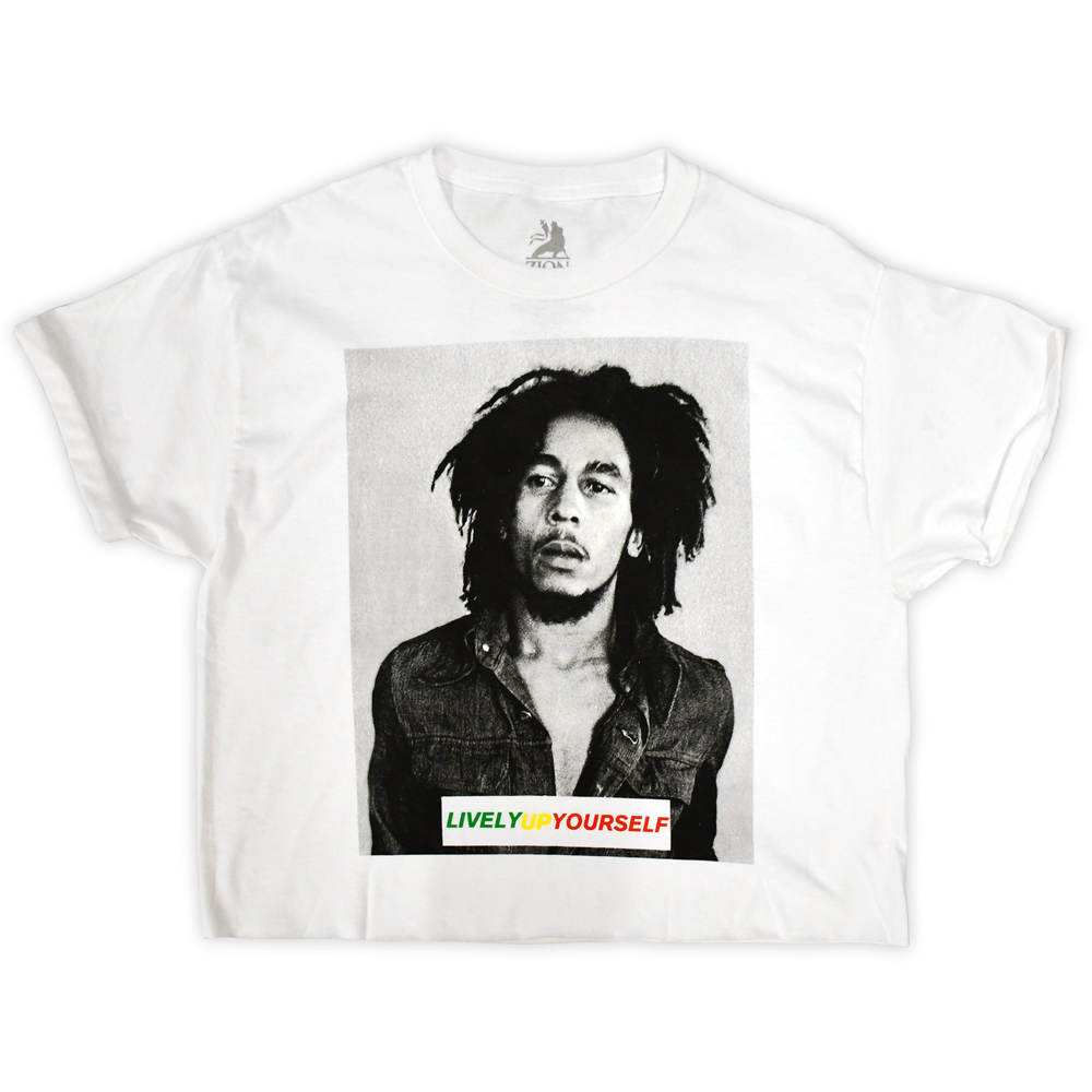 Bob Marley - Lively Up Yourself White Crop Top - Women's
