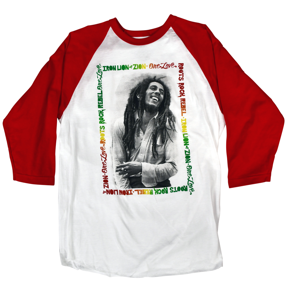 Bob Marley Iron Lion Zion Red Sleeve Henley - Men's