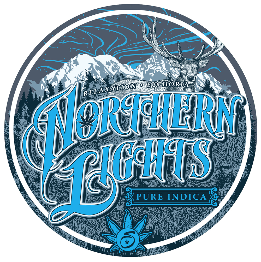Seven Leaf - Northern Lights Strain - 4x4 Sticker