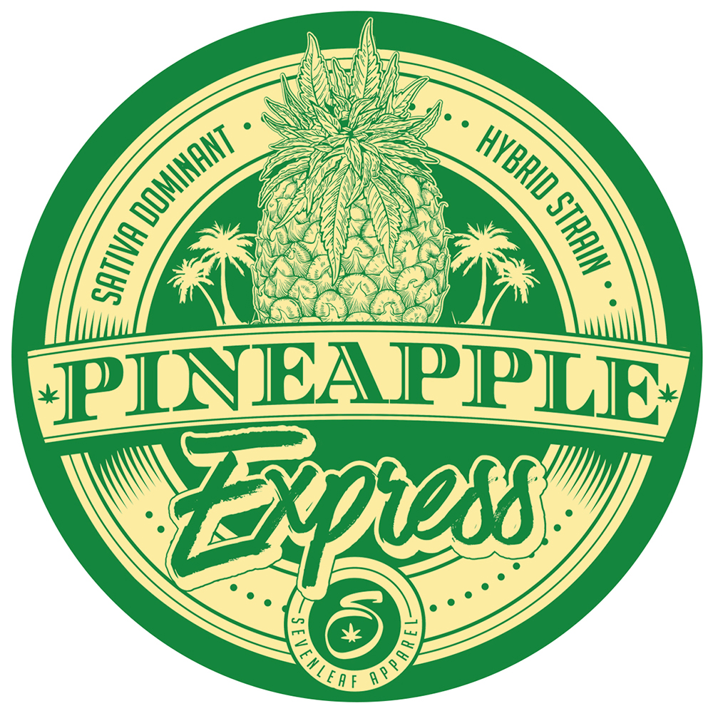 Seven Leaf - Pineapple Express Strain - 4"x4" Sticker