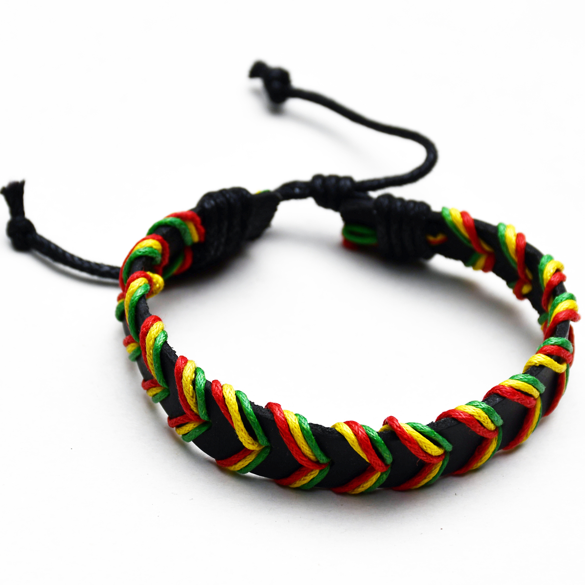 Rasta Laced Cords Black Bracelet