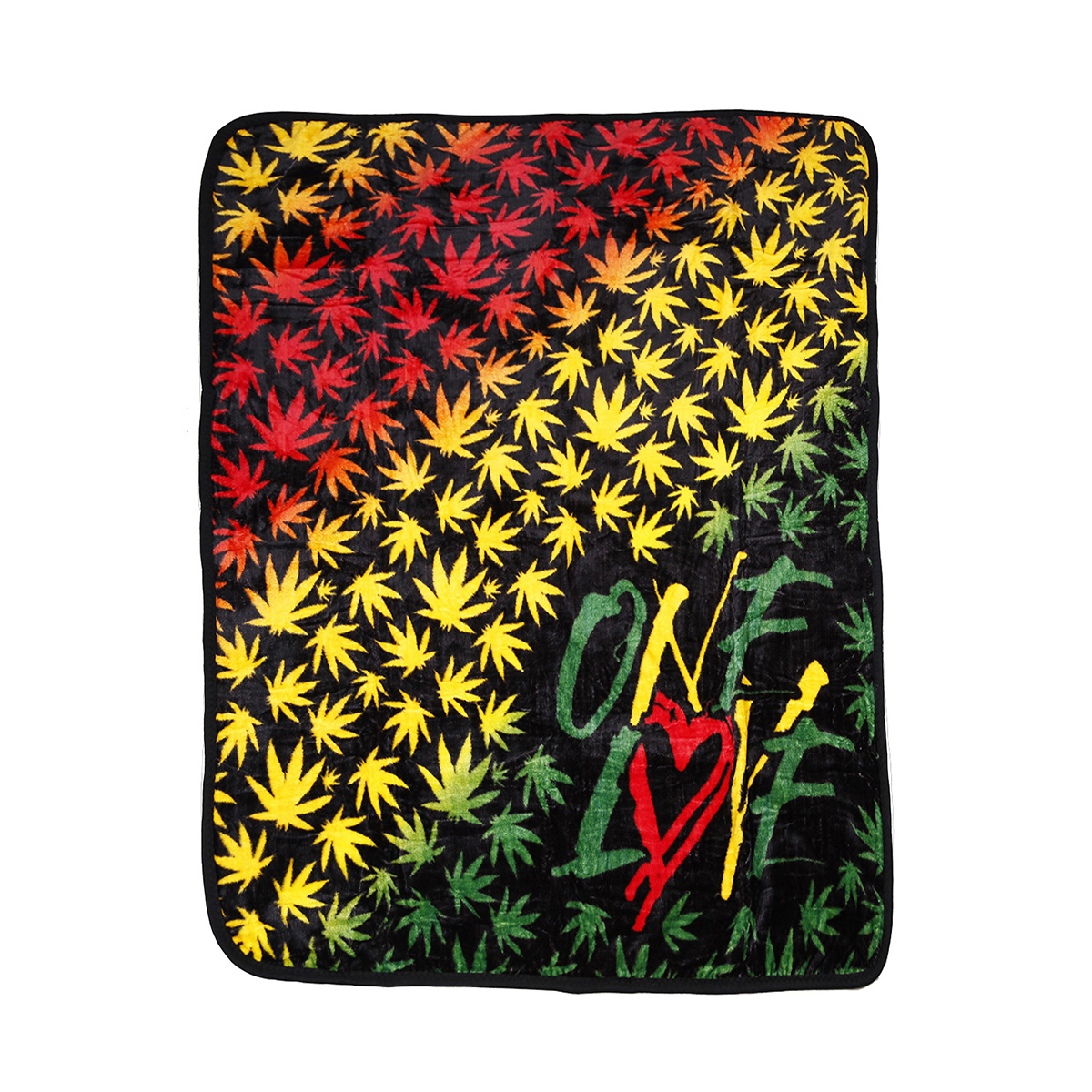 One Love Weed Leaf Throw Rasta Blanket