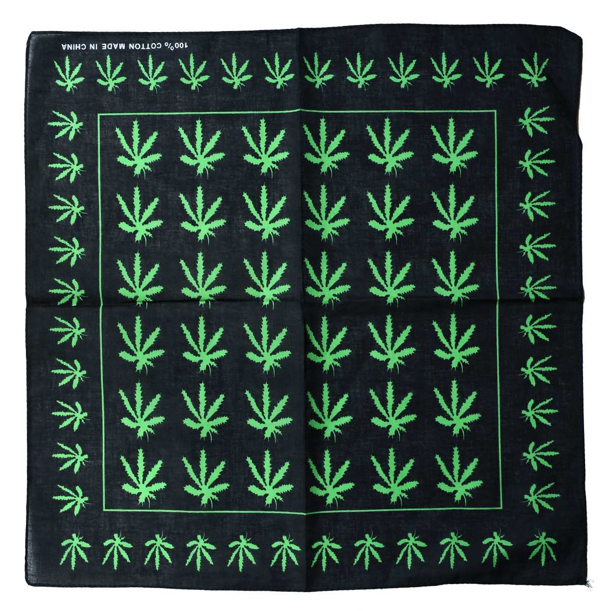 Black Weed Leaf Grid 22" x 22" Bandana