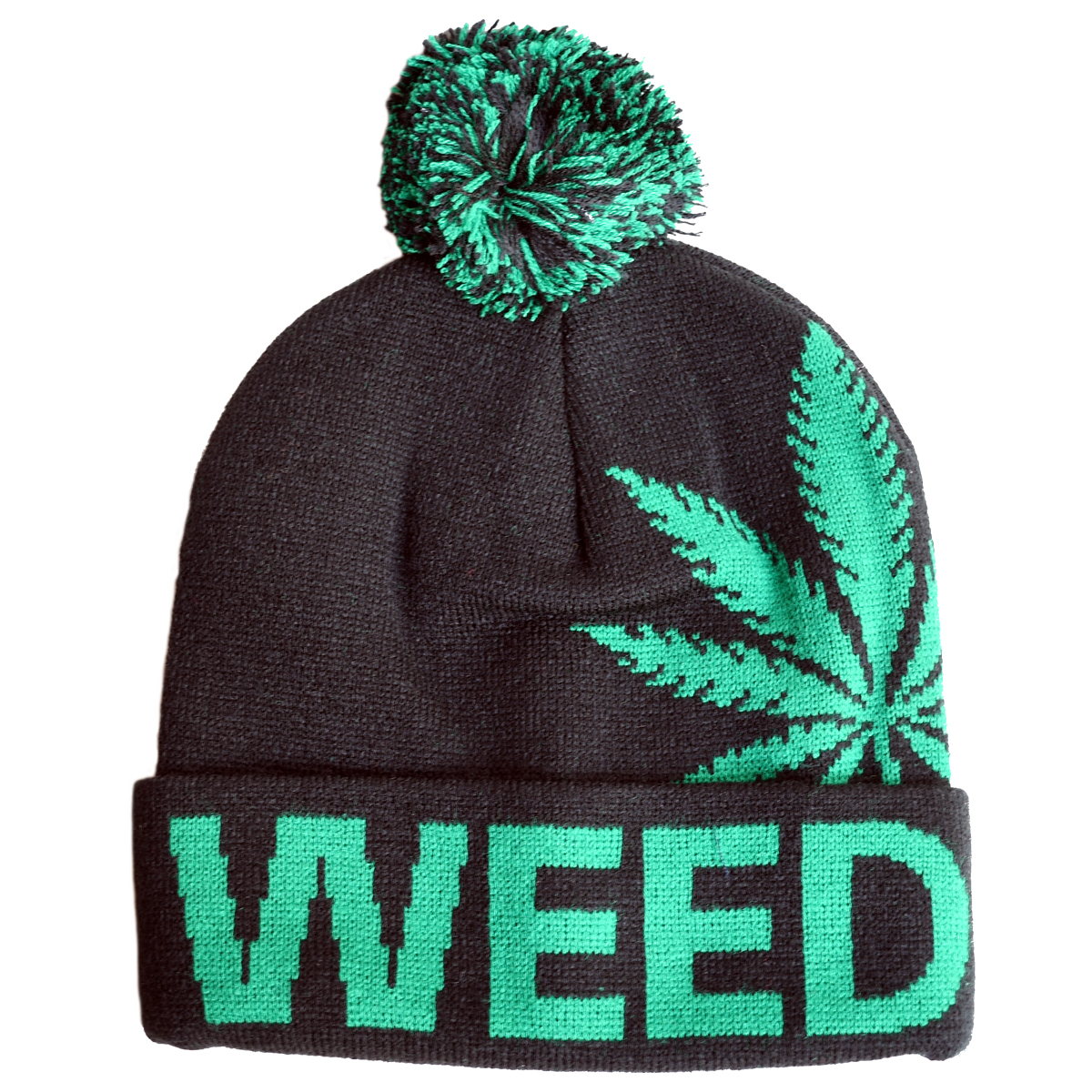 Weed Beanie Hat with Weed Leaf