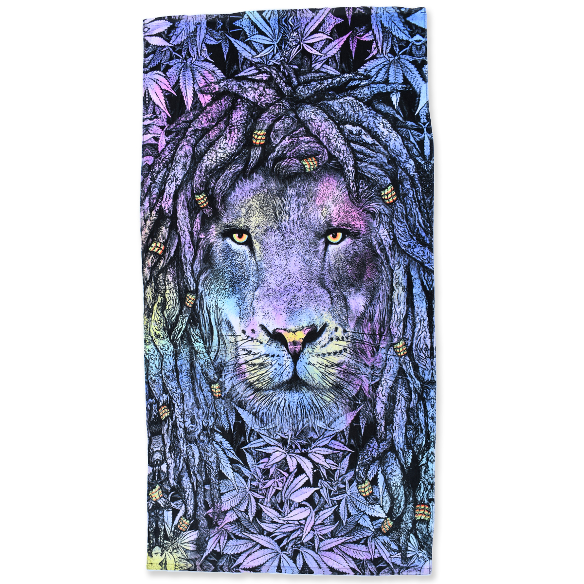 Rasta Lion Cannabis Leaf Beach Towel