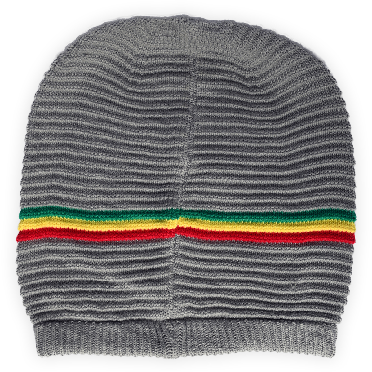 Oversized Beanie Cap - Grey/Rasta Stripe