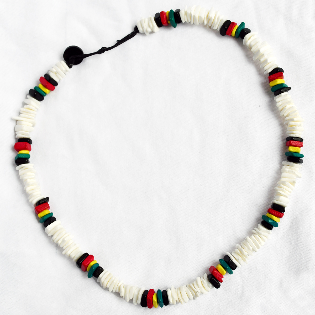 Rasta and White Shell Necklace