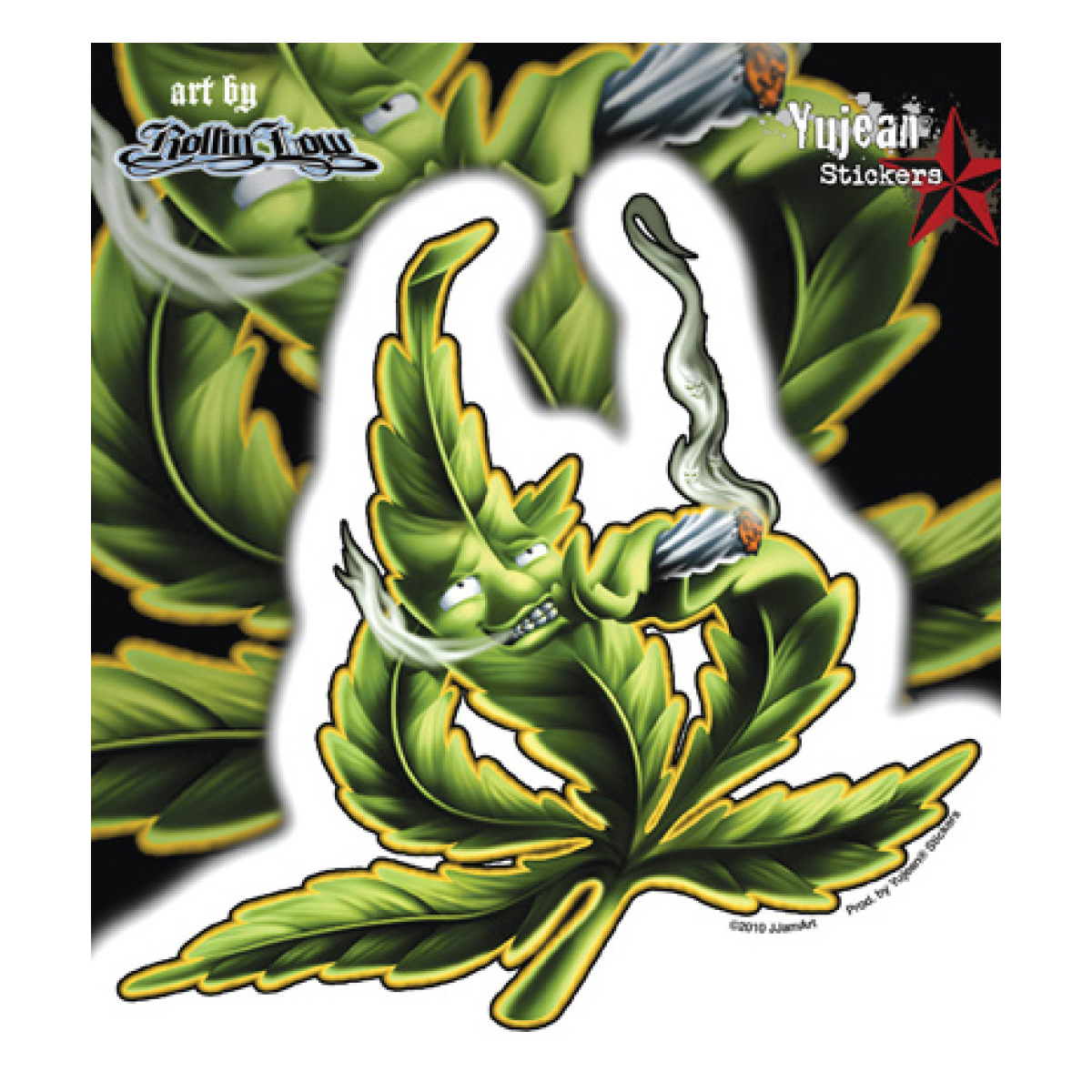 Smoking Cannabis Leaf Art Sticker