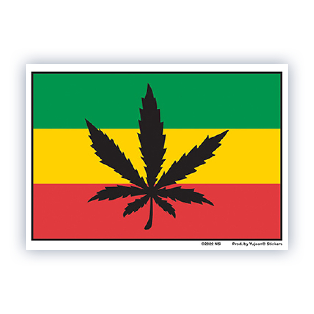 Rasta Flag & Black Cannabis Leaf Sticker