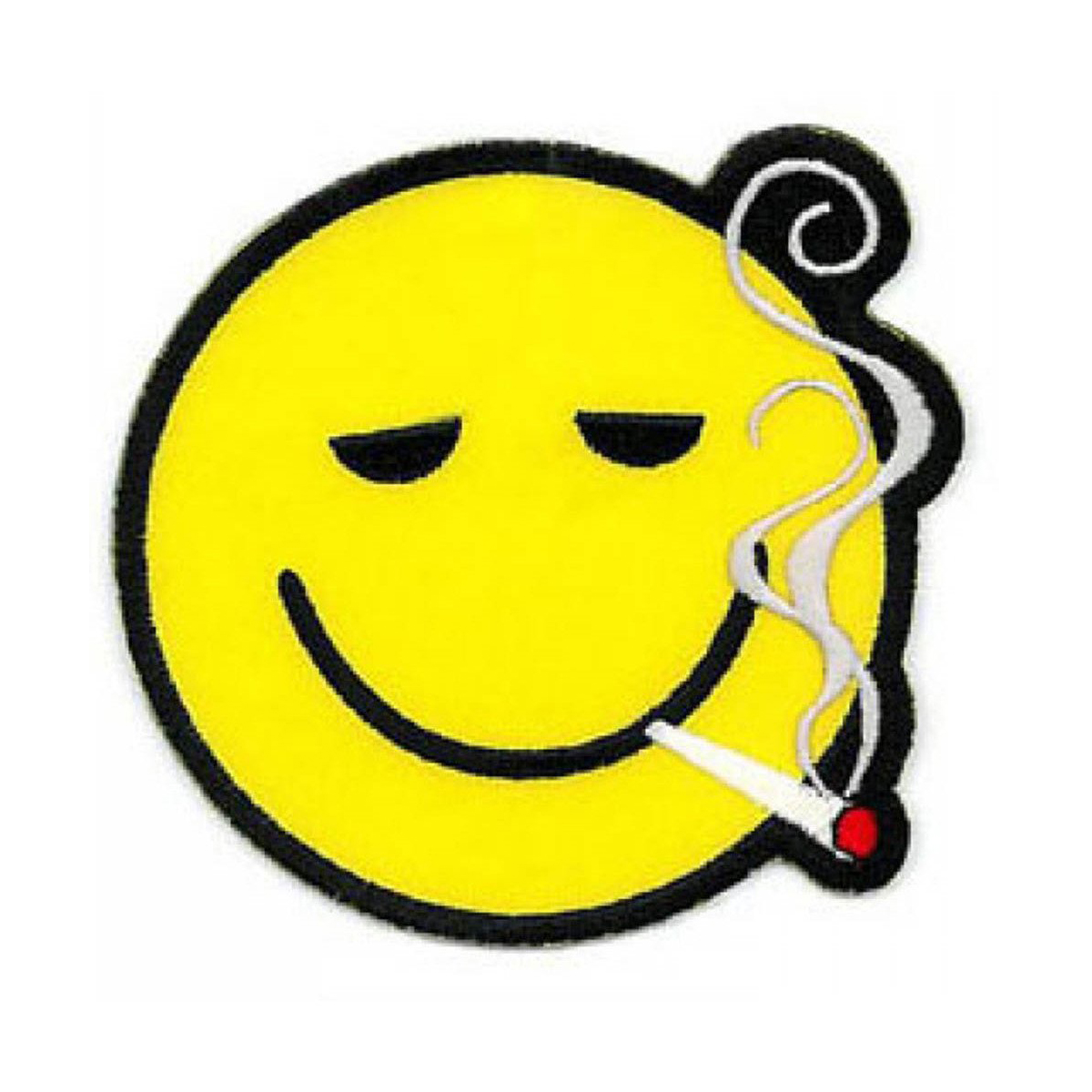 Smoking Smiley Face Embroidered Patch