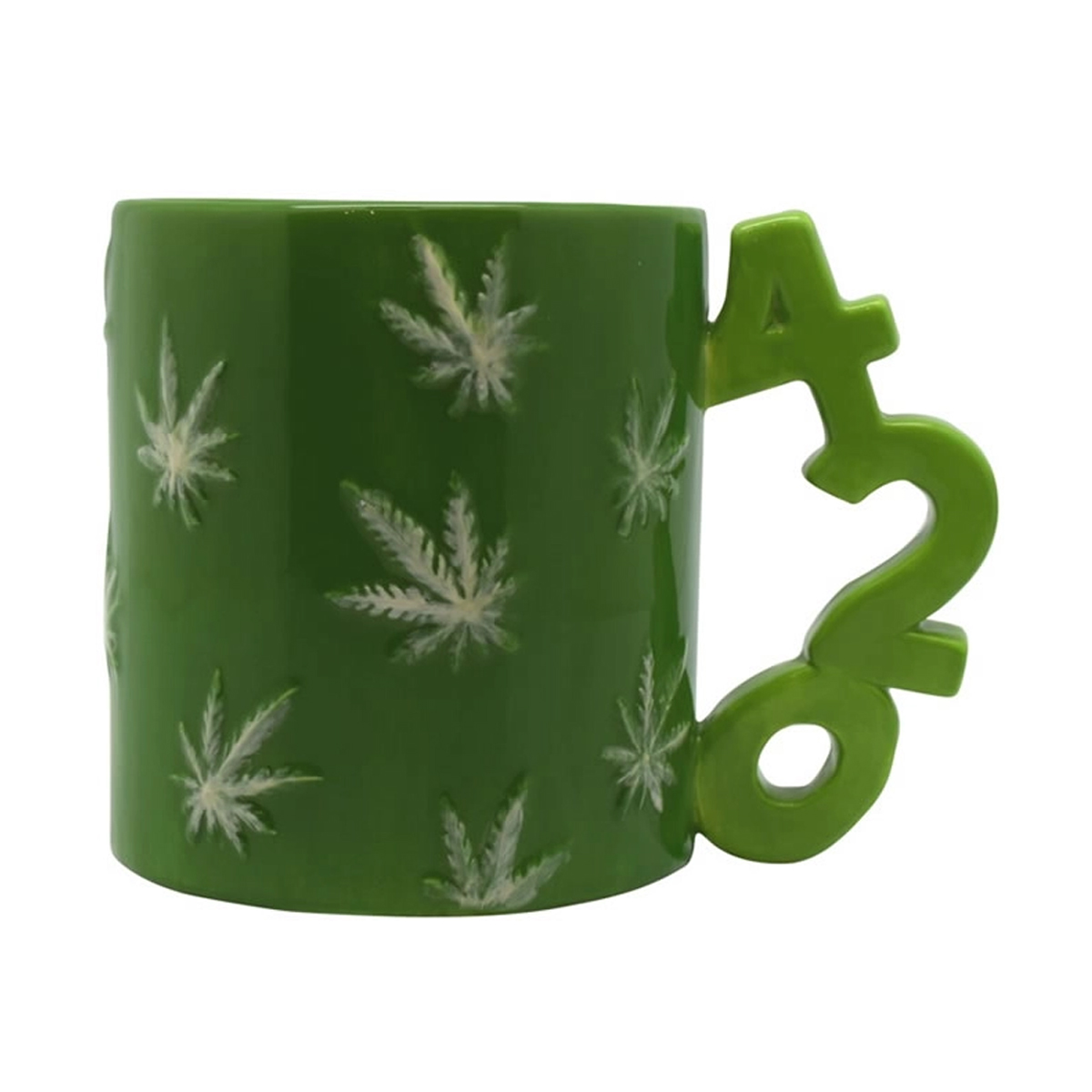 420 Handle Ceramic Mug with Embossed Leaves