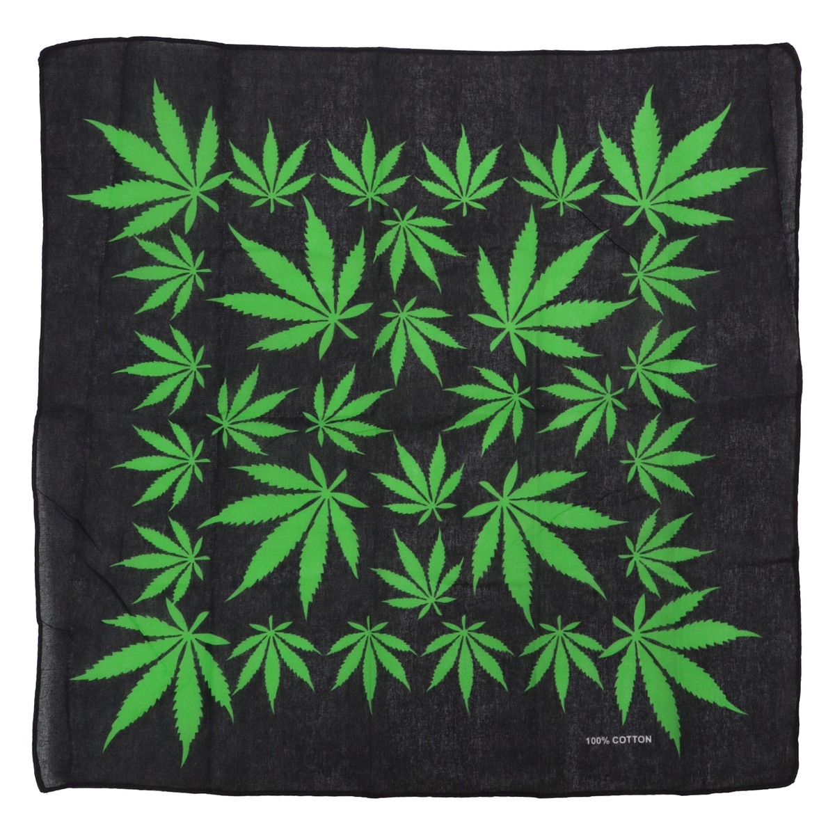 Green Weed Leaf Pattern Bandana (Black)