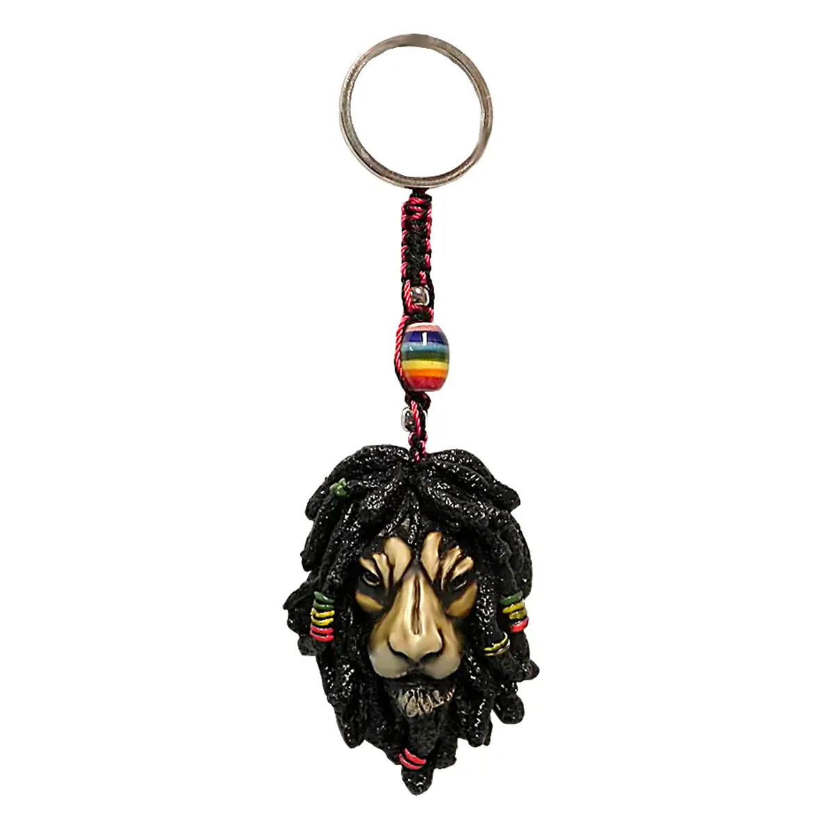 Rasta Dreadlock Lion Charm Keychain