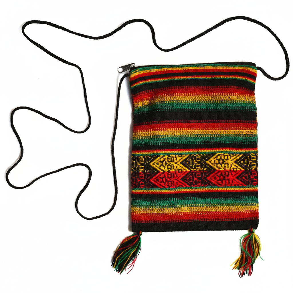 Rasta Stripe Woven Crossbody Bag with Tassels