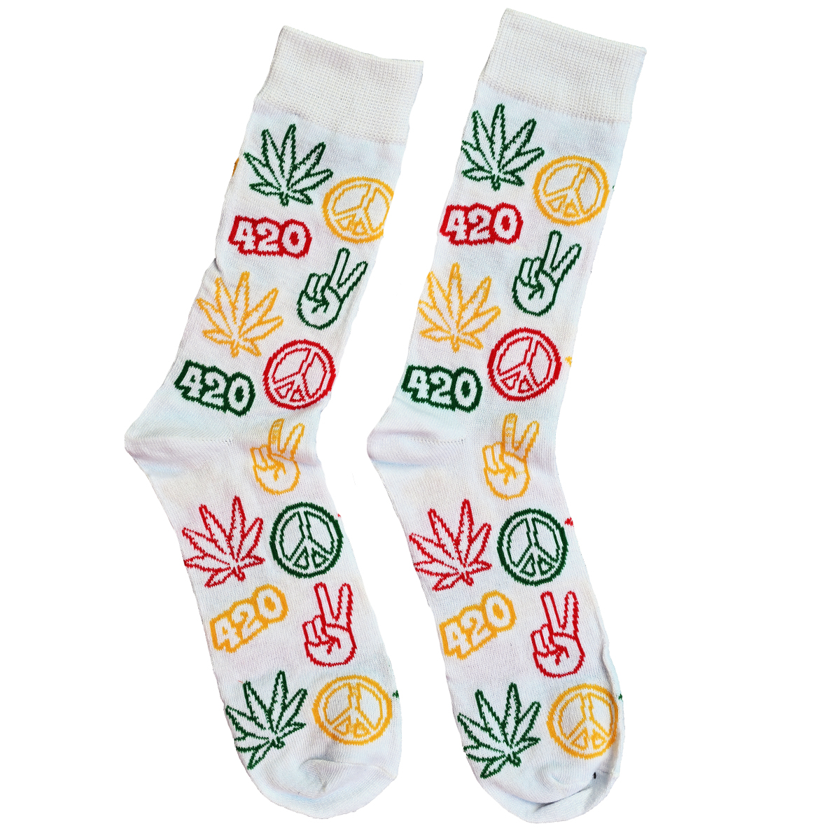 420 Peace & Cannabis Icon Rasta Crew Socks