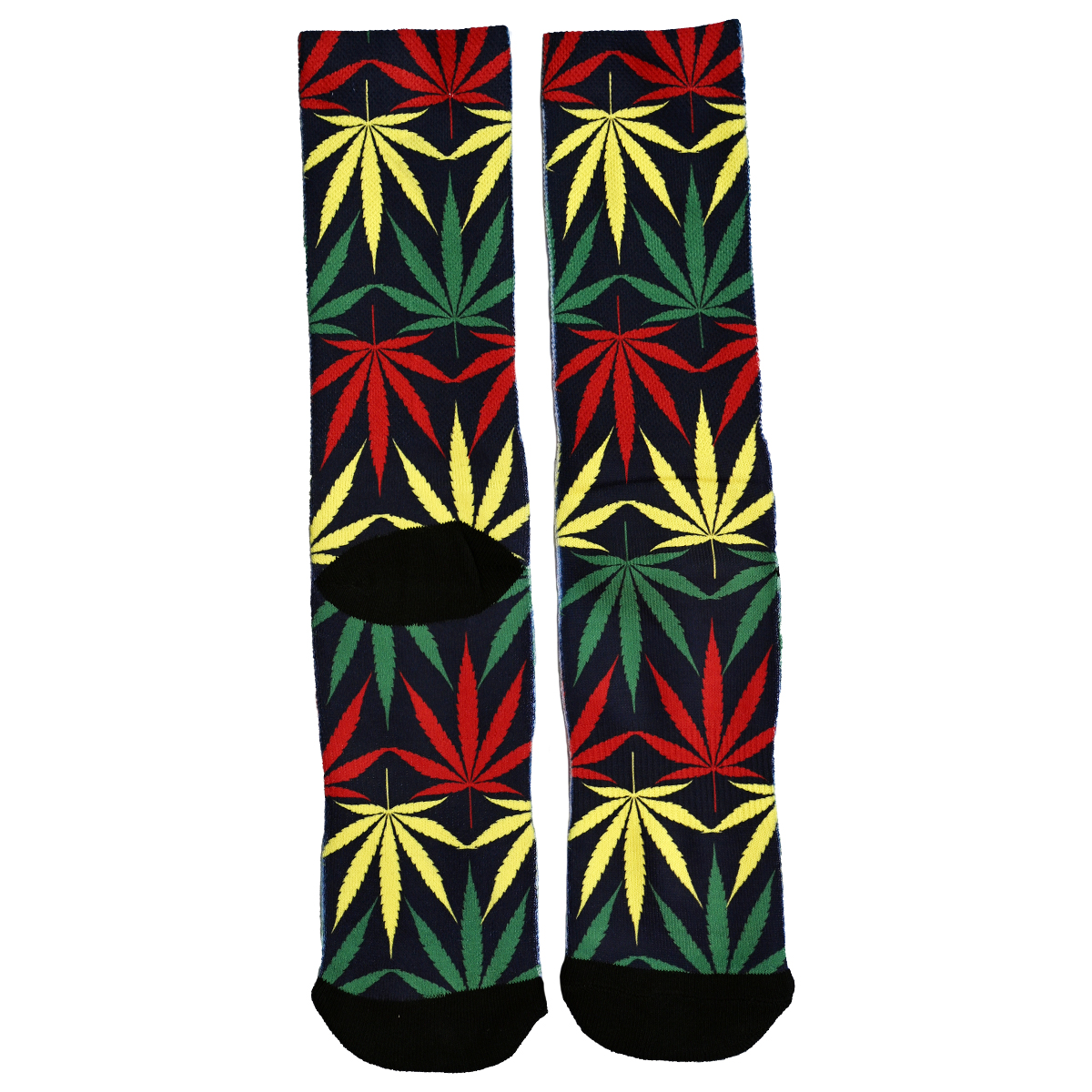 Rasta Leaf Pattern Crew Socks