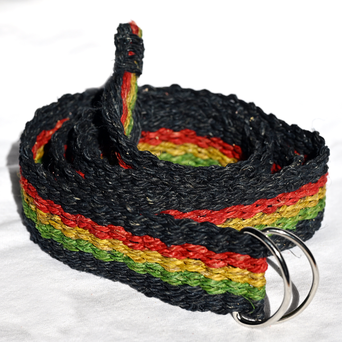 Rasta Striped Hemp Black Belt