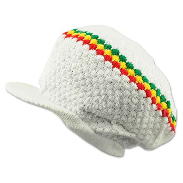 Rasta Band Brim Headwear - White