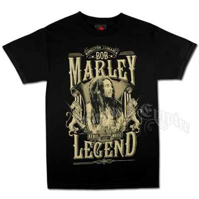 Bob Marley Rebel Music Legend Black T-Shirt - Men's