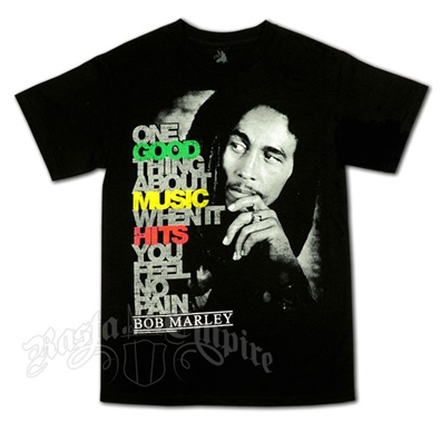 Bob Marley Good Music Hits Black T-Shirt - Men's