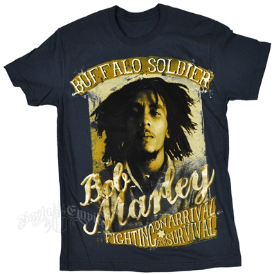 Bob Marley Buffalo Soldier Fighting Indigo T-Shirt - Men's