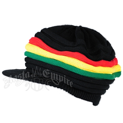 Rasta Rings Style Cotton Cap - Black/Rasta