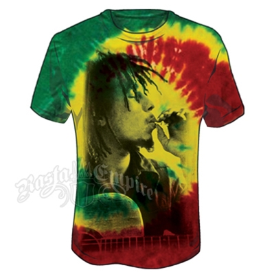 Bob Marley Rasta Smoke & Guitar Tie Dye T-Shirt - Men's