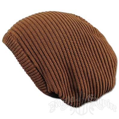Solid Brown Oversized Beanie Cap