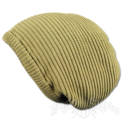 Solid Khaki Oversized Beanie Cap